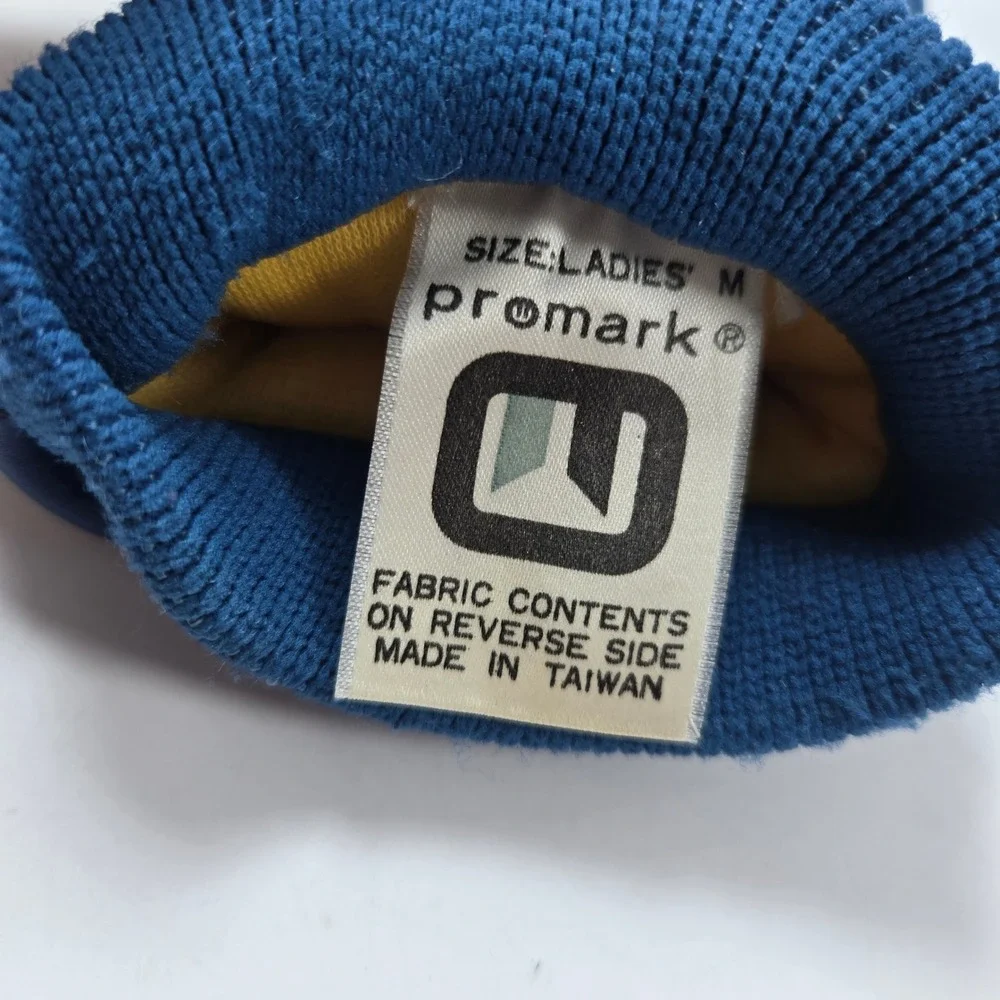 Wells Lamont Promark Ski Gloves Ladies M Blue 80s Rainbow Stripe Vintage Winter
